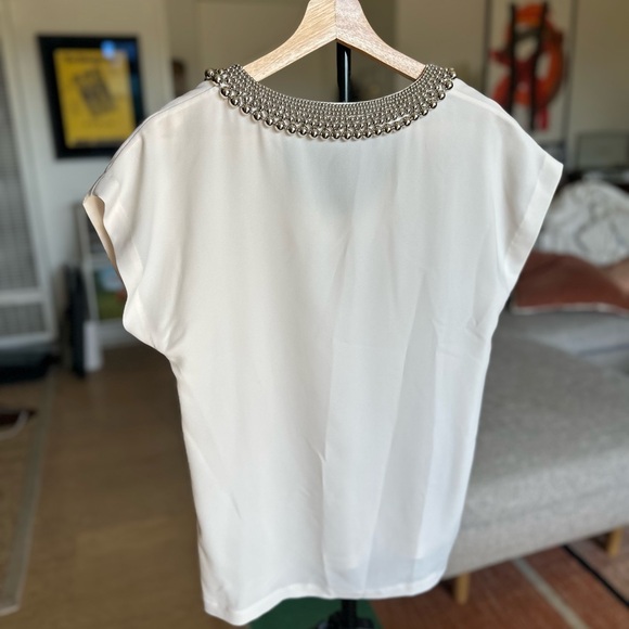 Diane Von Furstenberg Elegant Ivory Beaded Women's Blouse Size S - Picture 4 of 4